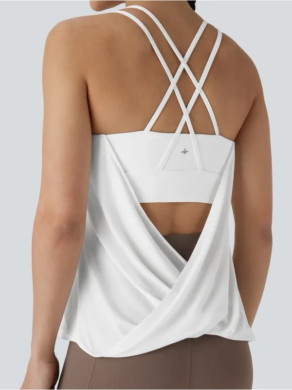 Halara M Double Straps Pleated Quick Dry Yoga Cami Top New with Tags White - Image 2