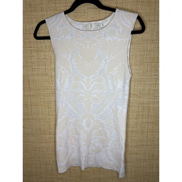 Marie‎ Oliver Melba Tank Opal Damask Jacquard Pointelle Knit Top M - Image 2