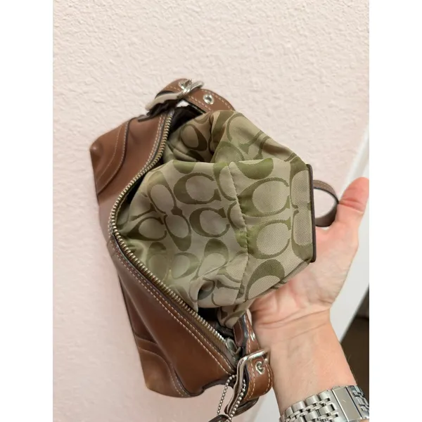 Coach Hampton Demi Baguette East West Brown Leather Vintage Premium Shoulder Bag - Image 13