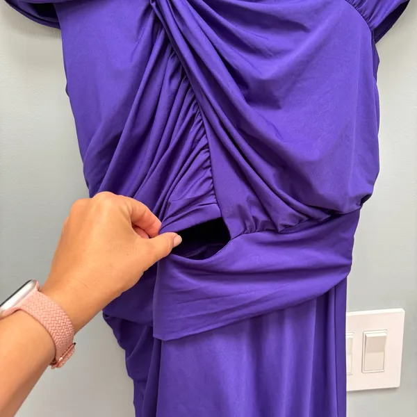 Tadashi Shoji Bellona Draped Jersey Maxi Gown in Purple L - Image 7