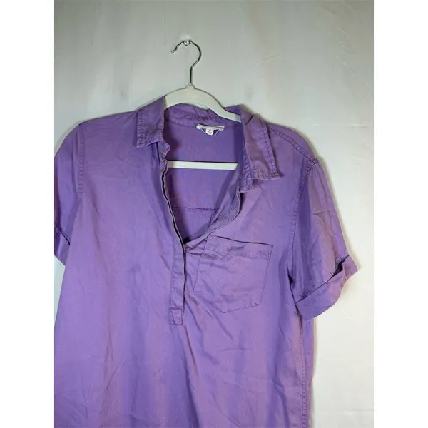 Day + Moon Shirt Dress Womens Size S Purple Denim Mini Short Sleeve - Image 2