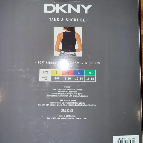 DKNY Womens Tank & Short Set XL Black Ribbed Cozy Loungewear Leopard‎ sleep NEW - Image 3