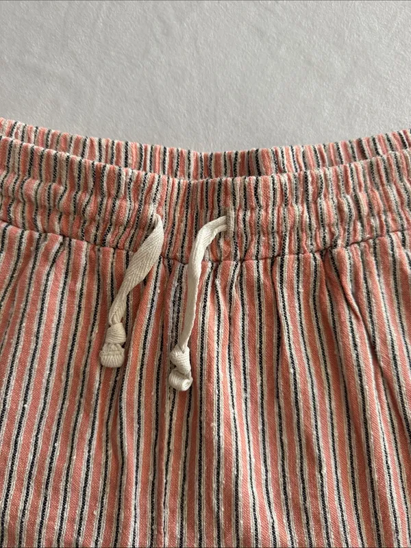 Billabong Road Trippin Coral Pink Striped Drawstring Athletic Shorts - Image 2
