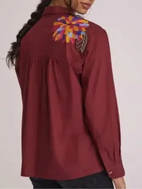Anthropologie Maeve Embroidered Button down Size US 10 - Image 3