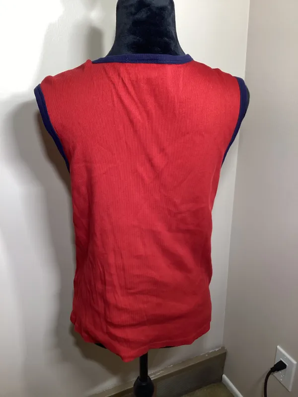 Red and Navy Blue Sleeveless Top Size XL - Image 3