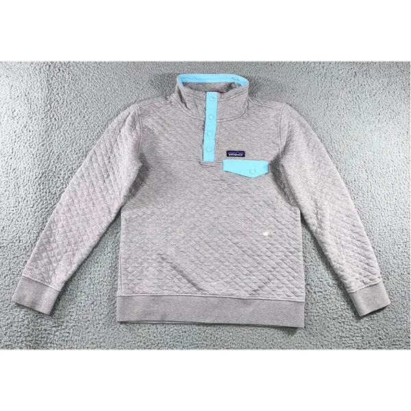 Patagonia Quilted Snap-T‎ Pullover Women S Gray Organic Cotton Layering Outdoor - Image 2