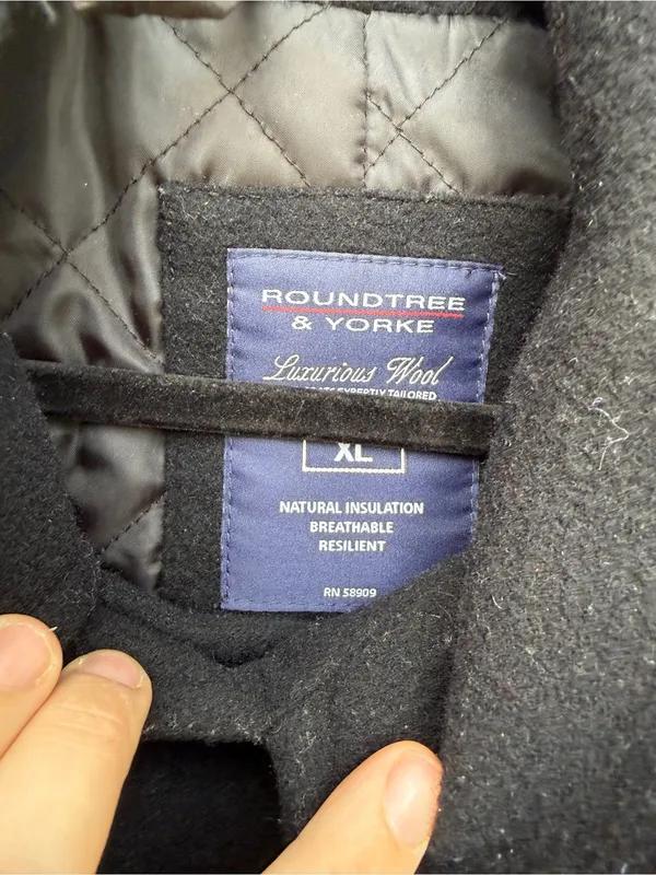 Roundtree & York Luxurius Wool Womens Black Double-Breasted Wool Peacoat - Image 4