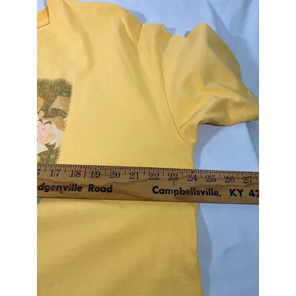 VTG Disney Alice in Wonderland Mad Hatter Tea Party Graphic Tee Uni XL Yellow - Image 5
