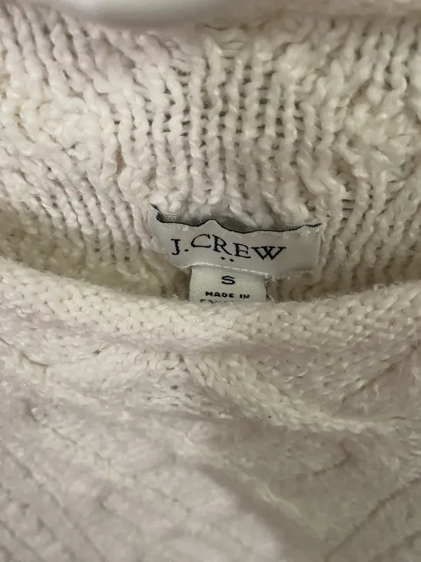 J. Crew Ivory Cable Knit Crewneck Sweater - Image 3