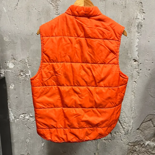 The Vintage Shop Vintage 80s Chalk Line Clemson Tigers Orange Puffer Paw Logo Vest Large L CU USC - Image 5