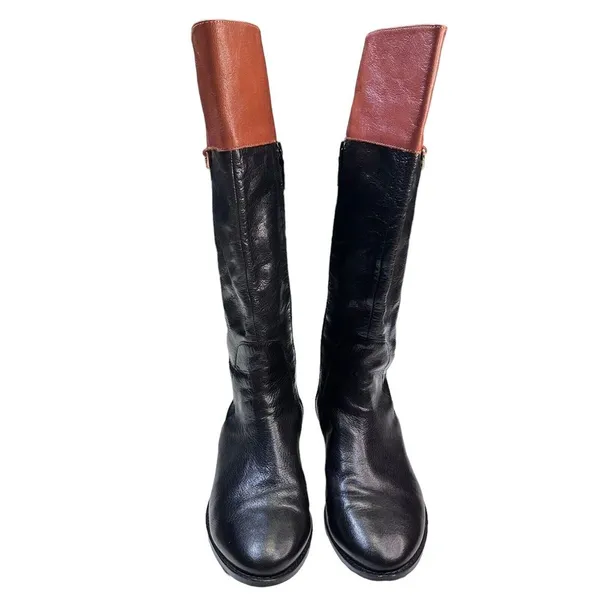 COLE HAAN Womens Knee High Fashion‎ Boots Black Brown Leather Riding Size 6.5M - Image 2