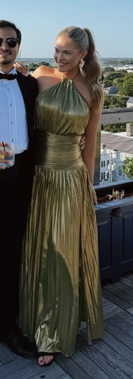 Metallic Green Maxi Dress - Image 3