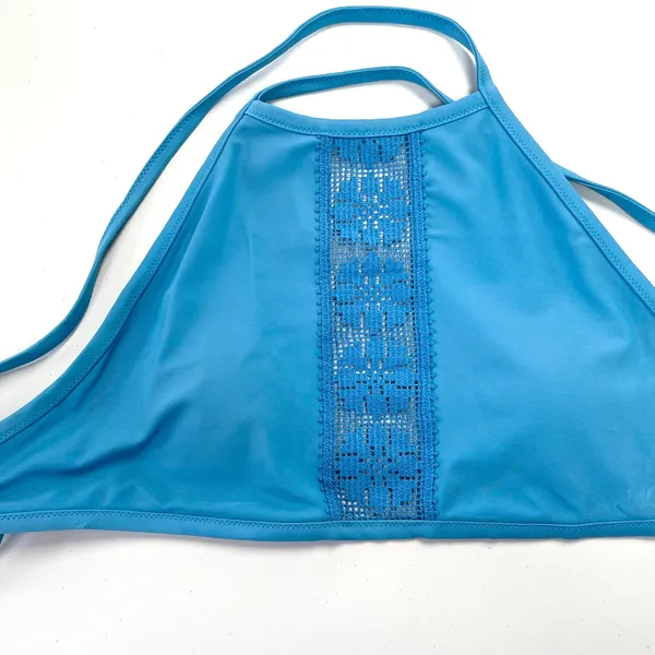 Aerie Womens Bikini Swim Top Size Medium High Neck Beachy Boho Lace Panel Summer - Image 3