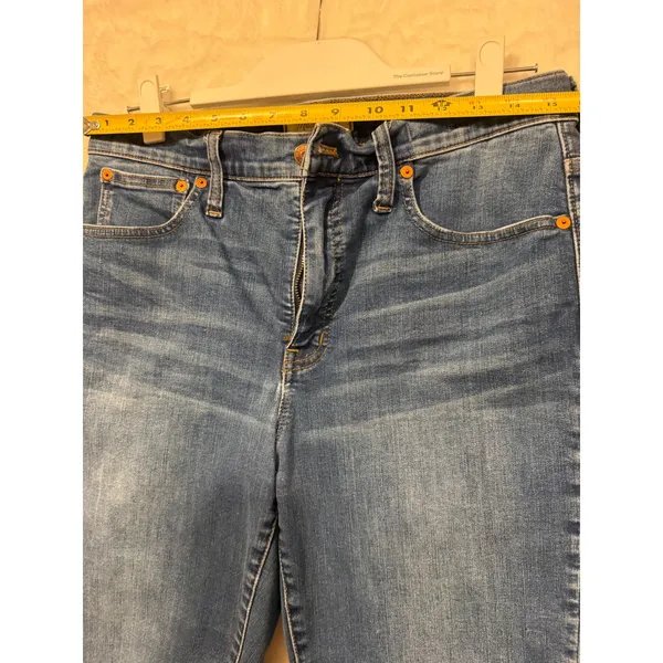 Madewell Cali Demi-Boot Jeans Womens 30 High Rise Raw Hem Medium Wash Blue Flare - Image 4