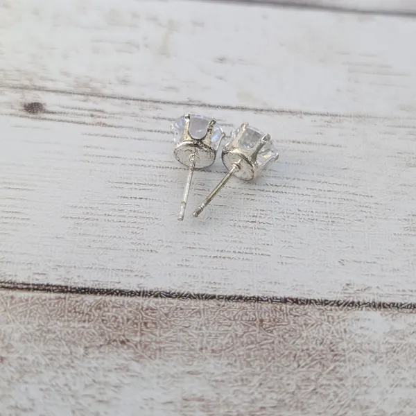 Clear Gem Stud Earrings 0.25" - Image 6