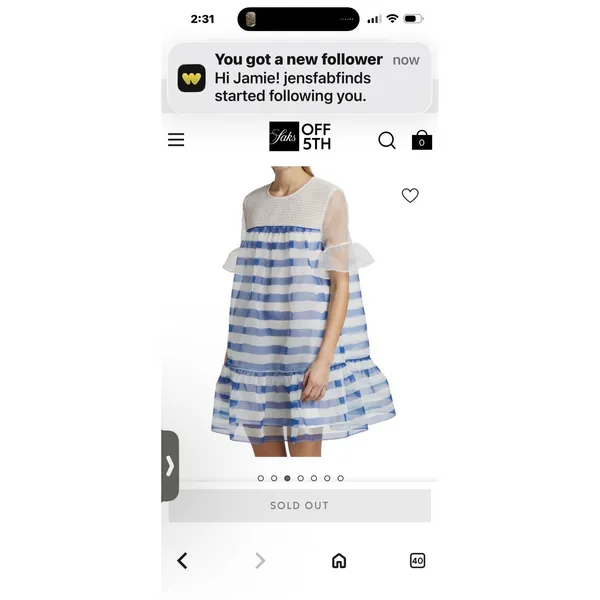 STAUD Florence Dress in Painted‎ Stripe Size XS Blue White Ethereal Flaw - Image 3