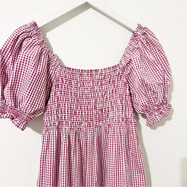 Tyler Boe Smocked Midi Dress Pink Plaid Size Small S - Image 2