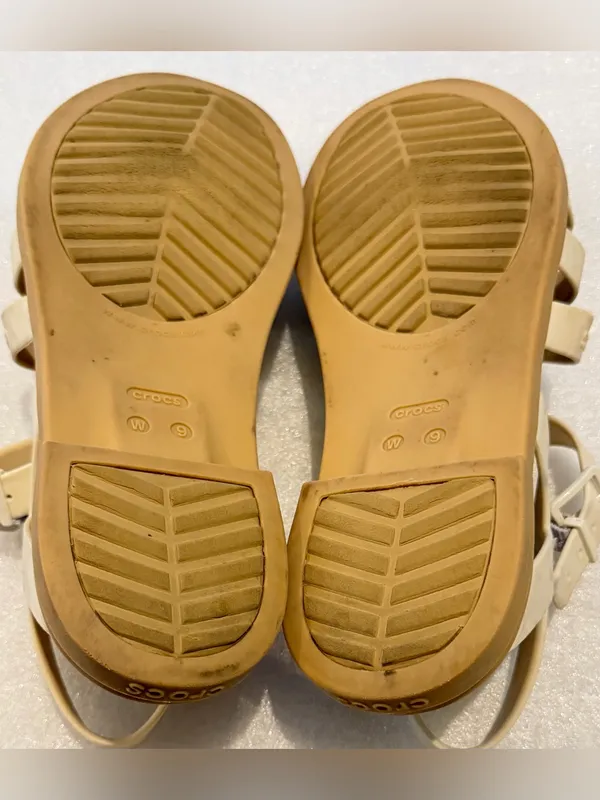 CROCS Cream Strappy Slingback Sandals - Image 4