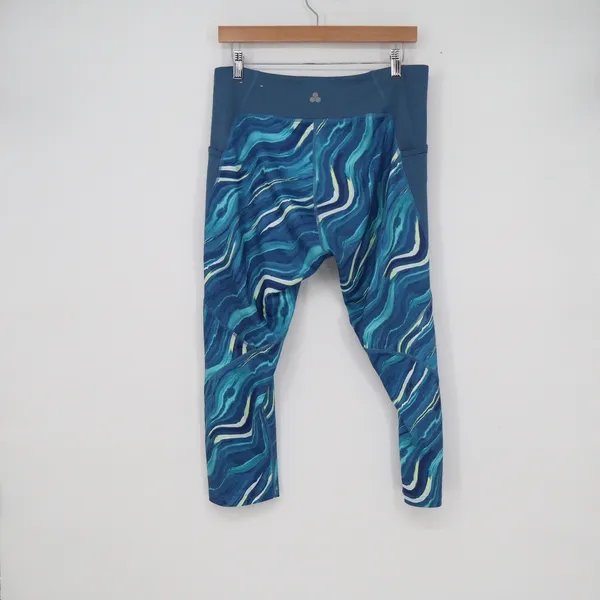 Tek Gear Womens XL Blue Marble Swirl High Waisted Active Leggings with Pockets - Image 3