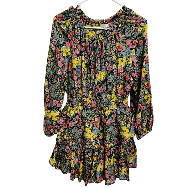LoveShackFancy Popover Dress Night Sky Glow Floral Ruffle Mini Dress S‎ Fairy - Image 2