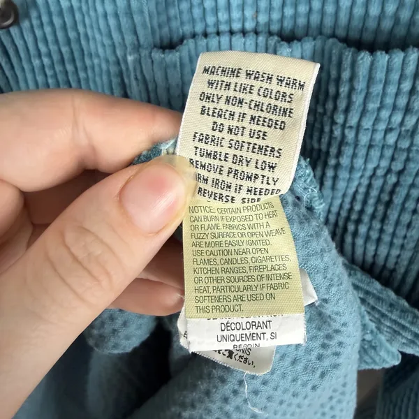 LL Bean Corduroy Button Down Shirt Size MP Shacket Teal Gorpcore Outdoors Rustic Blue - Image 8
