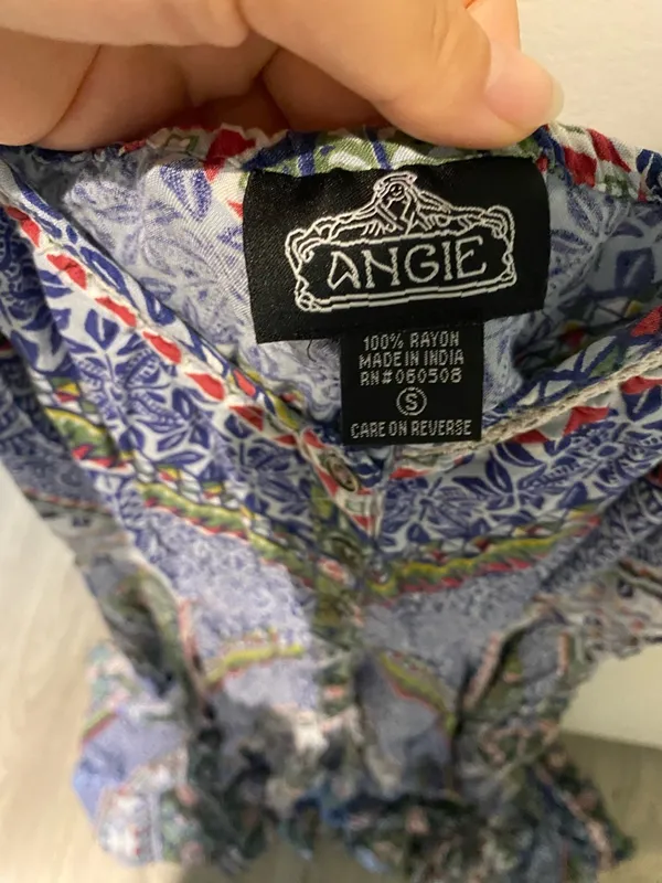 Angie Bohemian Printed midi Maxi Dress with asymmetrical hem, size small - Image 3
