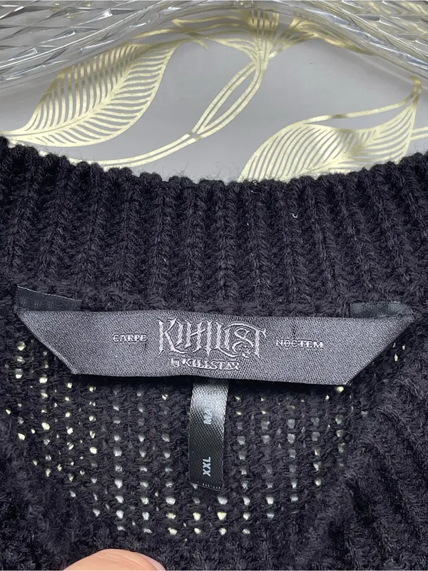 Killstar Cold Shoulder Distressed Knit Sweater Black XXL Whimsigoth Goth - Image 10