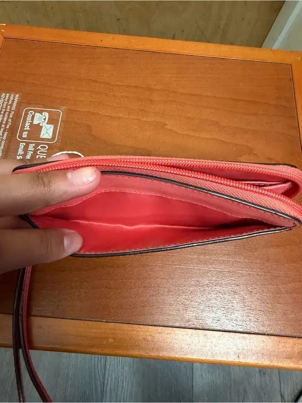 Coach Coral Pebbled Leather Zip Around Wristlet Wallet - Wristlet Clutch - Image 5