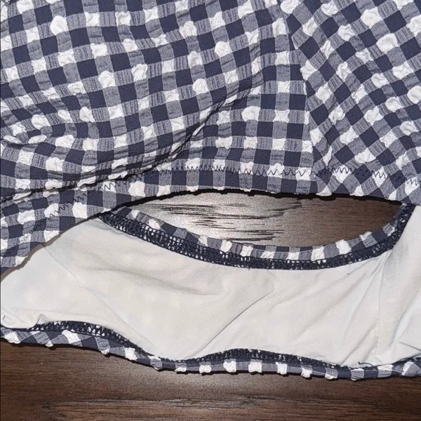 J Crew Blue and White Gingham Swimsuit - Image 5
