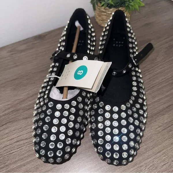 Women's Issa Rhinestone Mary Jane Ballet Flats - A New Day™ Black - Image 4