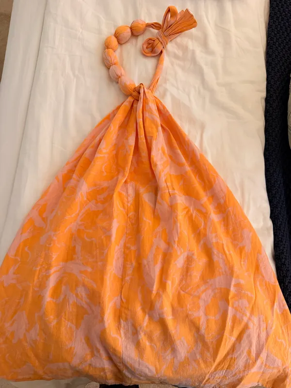 Backless Halter Neck Dress Orange - Image 2