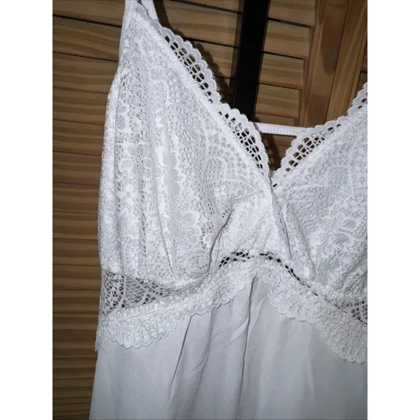 INC International Concepts Womens Lace & Chiffon Nightgown Lingerie Bright White - Image 4