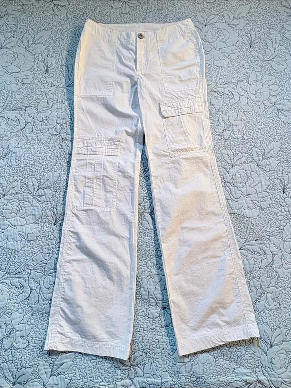 Free People The Thing Is Mid Rise Utility Pants Optic White Cargo Wide Leg~2🧡 - Image 3