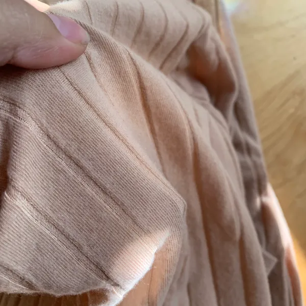 Beige Soft Ribbed Mini Long Sleeve Dress Fall & Winter Layering - Image 9