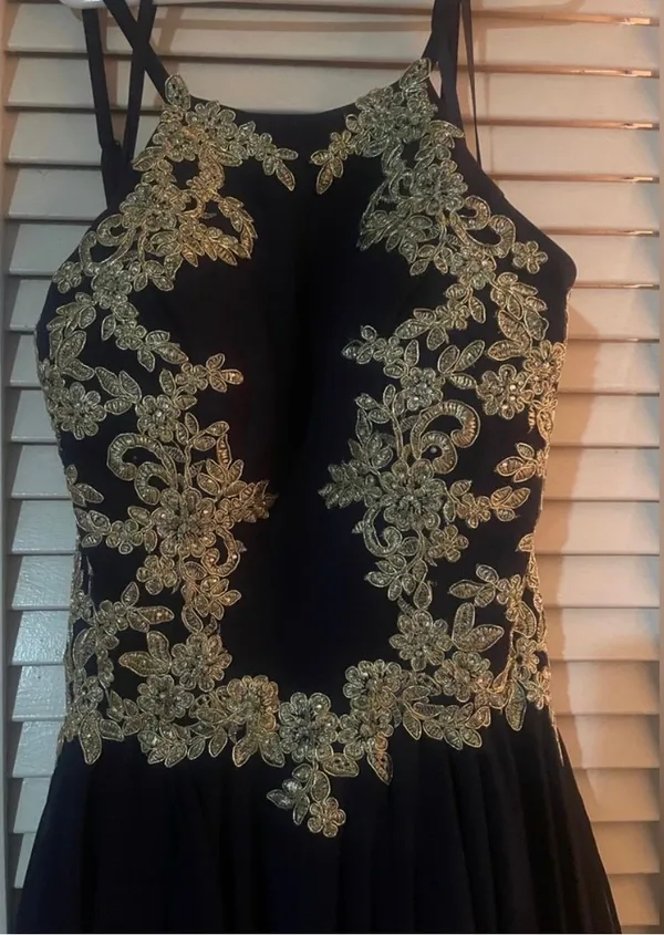 Elegant navy blue prom dress - Image 2