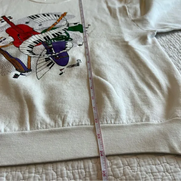 American Vintage ✨ Vintage Wendelline White Music Crewneck Sweatshirt Large‎ - Image 10