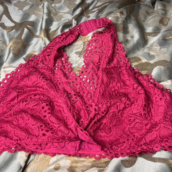 1X zenana outfitters pink magenta lace halter bralette - Image 3
