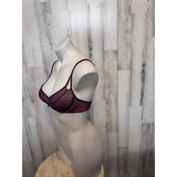 DKNY Purple Sheer Mesh Bra 34B Underwire Lightweight Lingerie Minimalist - Image 4