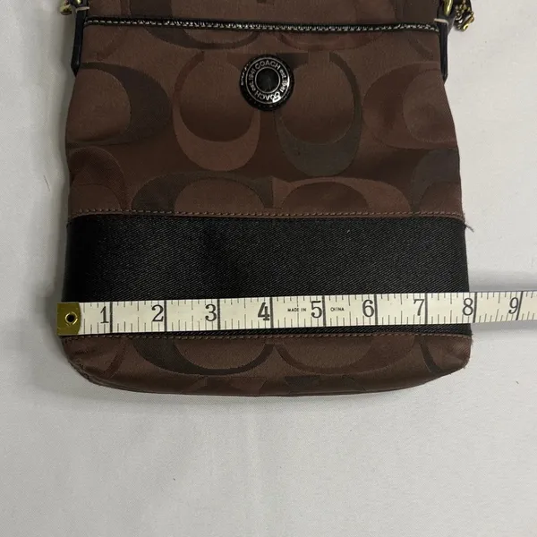 Coach Signature Brown and Black Crossbody Bag - Image 6