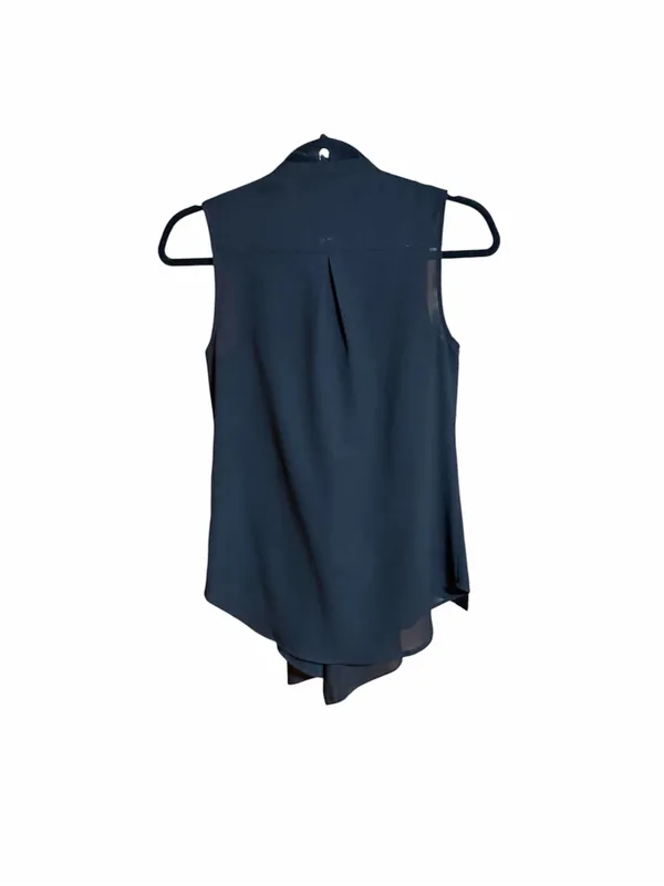Black Blouse featuring a Dramatic, Draped Ruffled Front Sz S/M - Image 2