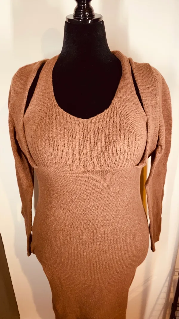 NEW Halter Sweater Dress XL Pretty Little Thing in Chocolate Camel Brown Plus size - Image 2