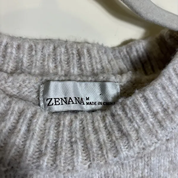Zenana Womens Medium‎ Short Sleeve Sweater Cream Knit Crewneck Soft Casual Top - Image 2