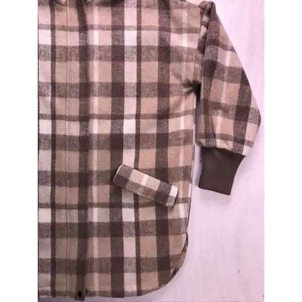 Steve Madden Shacket Jacket Women XS Brown Plaid Wool Blend Oversized Coat - Image 6