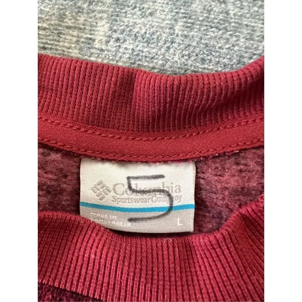 Columbia Marsala Red Houndstooth Chillin Pullover Sweater Large - Image 4