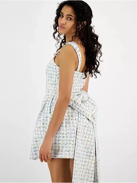 Avec Les Filles Women's Bow-Back Tweed Mini Dress New Size 10 Homecoming - Image 3
