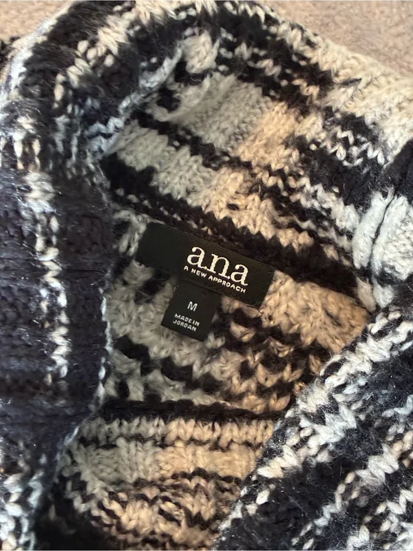 Ana Brand Cozy Black & White Turtleneck Sweater - Women's Oversized Knit Size M - Image 3