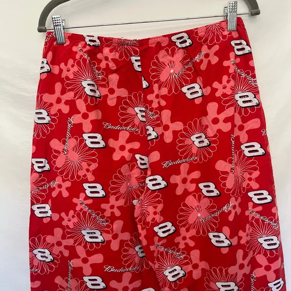 Vtg Y2K NASCAR Dale Earnhardt Jr Womens Lounge Pants Sz M Budweiser Floral #8 - Image 6
