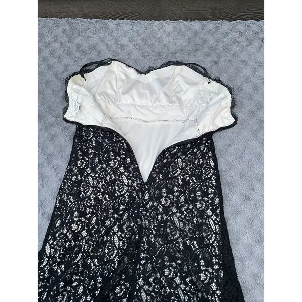 White House Black Market Black Lace Dress Strapless Cocktail Formal Sz 4 Small - Image 11