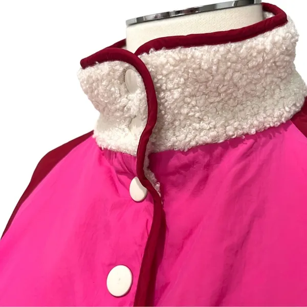 Zara Cropped Shearling Retro Colorblock Jacket M - Image 5