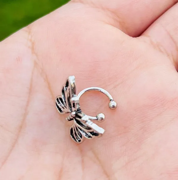 Silver Tone Butterfly Ear Cuff - Image 3